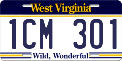 WV license plate 1CM301