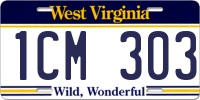 WV license plate 1CM303