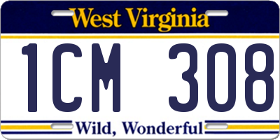 WV license plate 1CM308