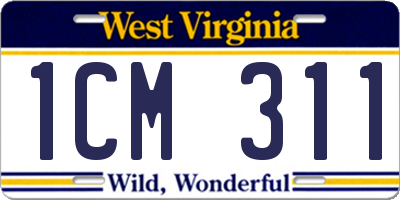 WV license plate 1CM311