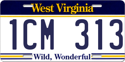 WV license plate 1CM313