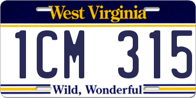 WV license plate 1CM315