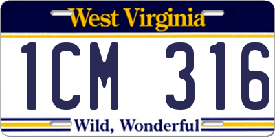 WV license plate 1CM316