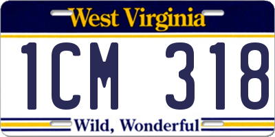 WV license plate 1CM318