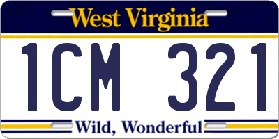 WV license plate 1CM321