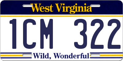 WV license plate 1CM322