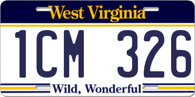 WV license plate 1CM326