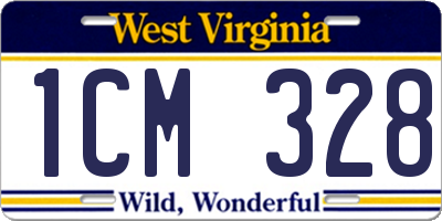 WV license plate 1CM328