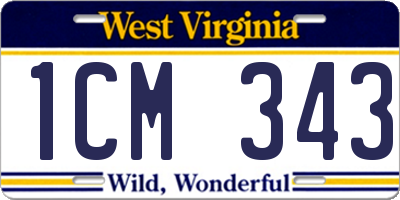 WV license plate 1CM343