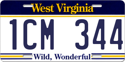 WV license plate 1CM344
