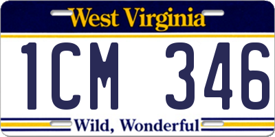 WV license plate 1CM346