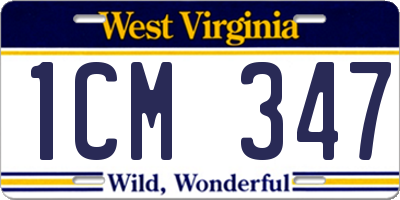 WV license plate 1CM347