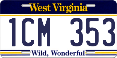 WV license plate 1CM353