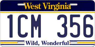 WV license plate 1CM356