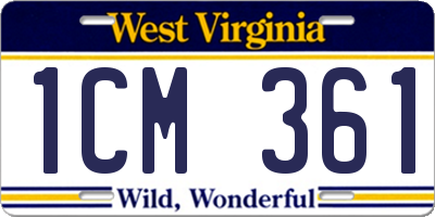 WV license plate 1CM361