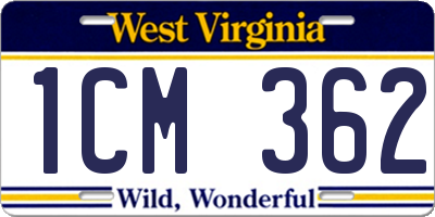 WV license plate 1CM362