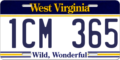 WV license plate 1CM365