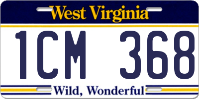 WV license plate 1CM368