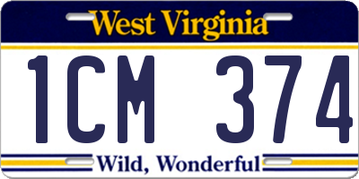 WV license plate 1CM374