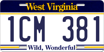 WV license plate 1CM381