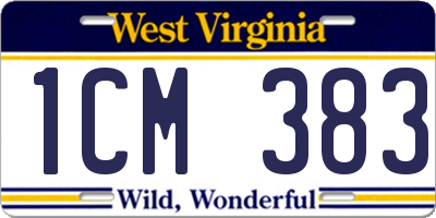 WV license plate 1CM383
