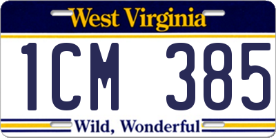 WV license plate 1CM385