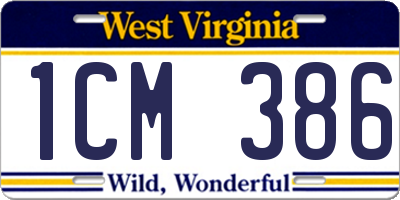 WV license plate 1CM386