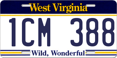WV license plate 1CM388