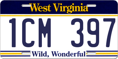 WV license plate 1CM397