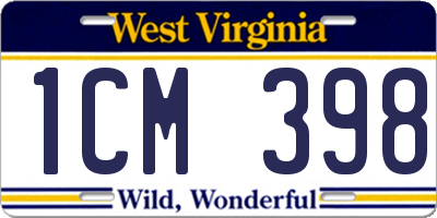 WV license plate 1CM398