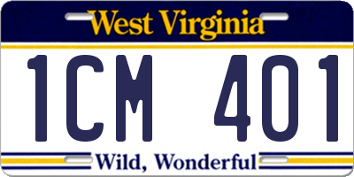 WV license plate 1CM401