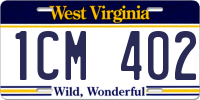 WV license plate 1CM402