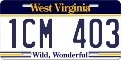 WV license plate 1CM403