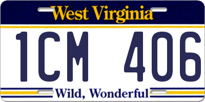 WV license plate 1CM406
