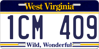WV license plate 1CM409