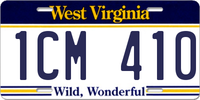 WV license plate 1CM410