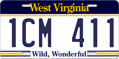 WV license plate 1CM411