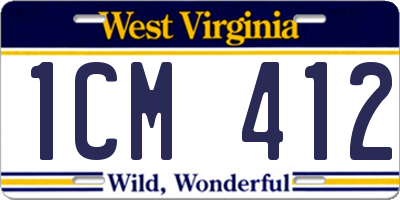 WV license plate 1CM412