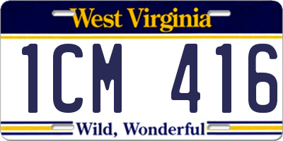 WV license plate 1CM416