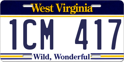 WV license plate 1CM417