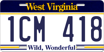 WV license plate 1CM418