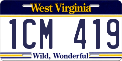 WV license plate 1CM419