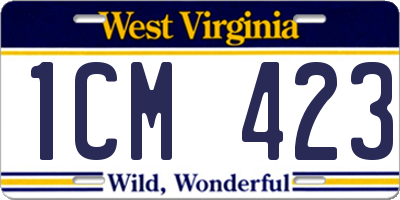 WV license plate 1CM423