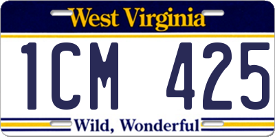 WV license plate 1CM425
