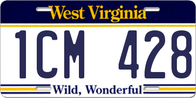 WV license plate 1CM428