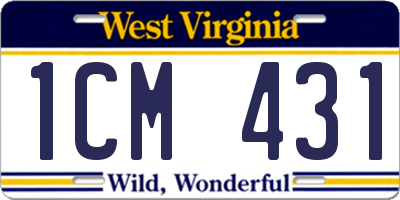 WV license plate 1CM431