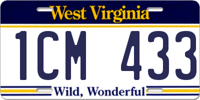 WV license plate 1CM433