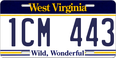 WV license plate 1CM443