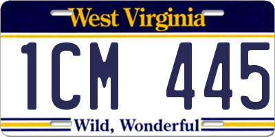 WV license plate 1CM445