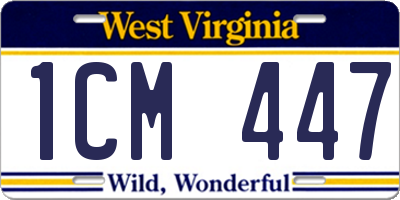 WV license plate 1CM447